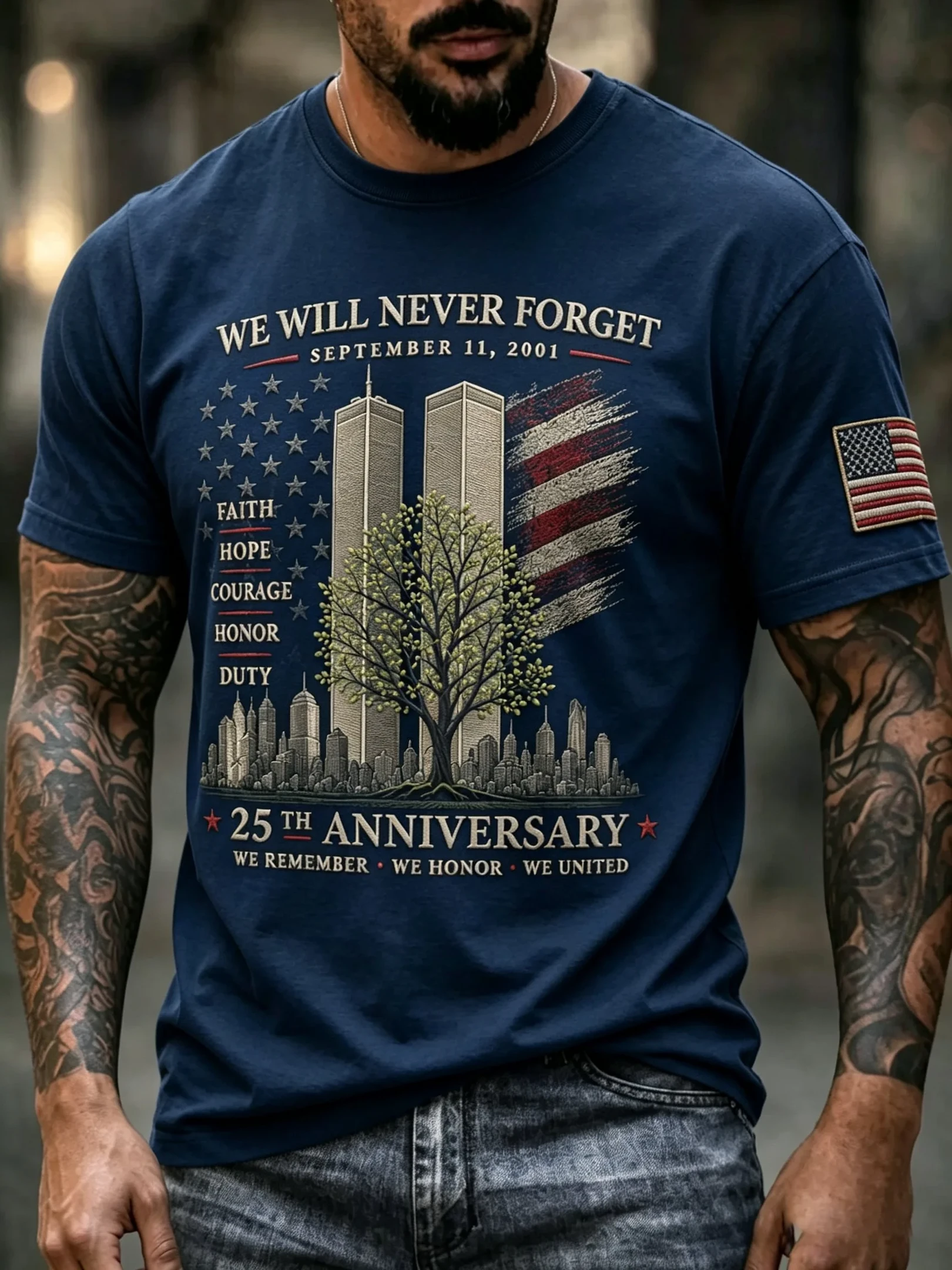 911 25th Anniversary Never Forget T-Shirt 911 Apparel Patriotic Gift Ideas