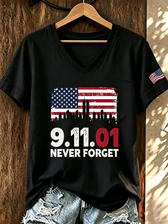 911 25th Anniversary Never Forget V-Neck Shirt 911 Clothing Line Gift For Wife