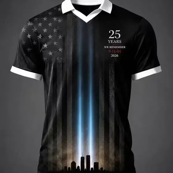 911 25th Anniversary Never Forget V-Neck Shirt American Flag Apparel Good Gift For Him