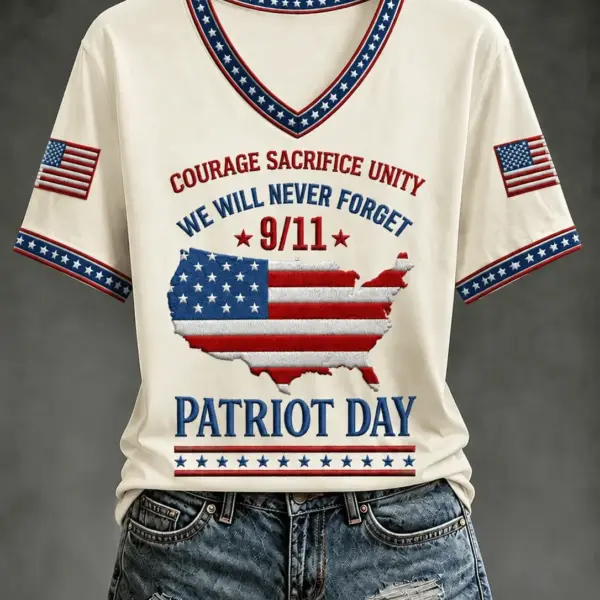911 25th Anniversary Never Forget V-Neck Shirt Patriot Day Shirt Tribute Gift Ideas