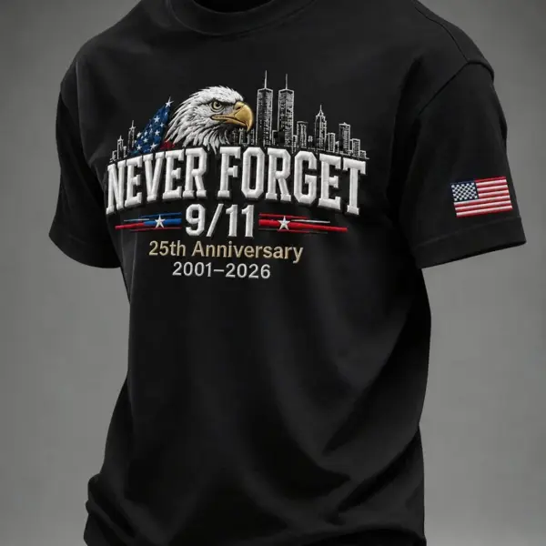 911 25th Anniversary We Will Never Forget Eagle T-Shirt 911 Tribute Apparel Gift Ideas