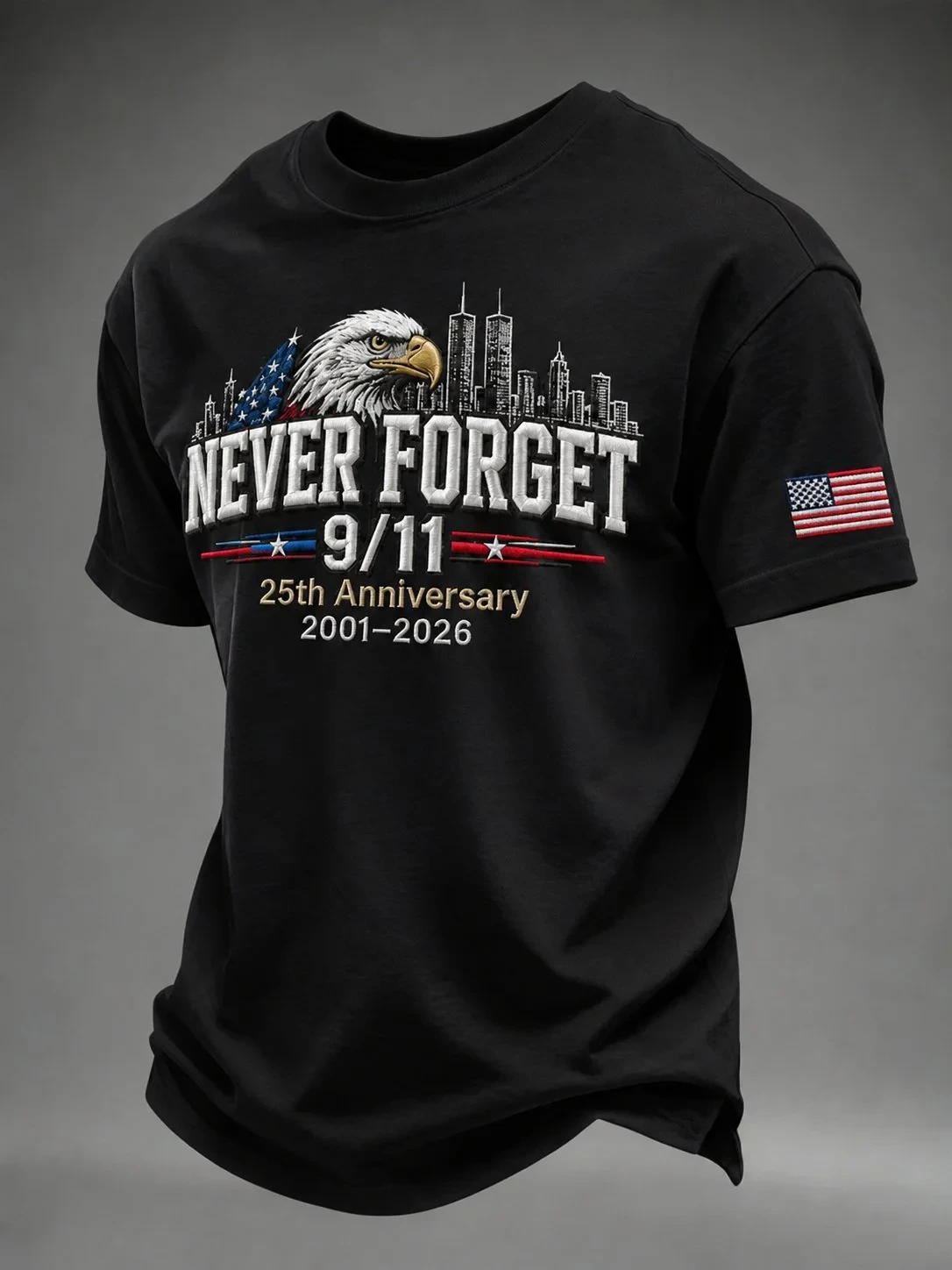 911 25th Anniversary We Will Never Forget Eagle T-Shirt 911 Tribute Apparel Gift Ideas