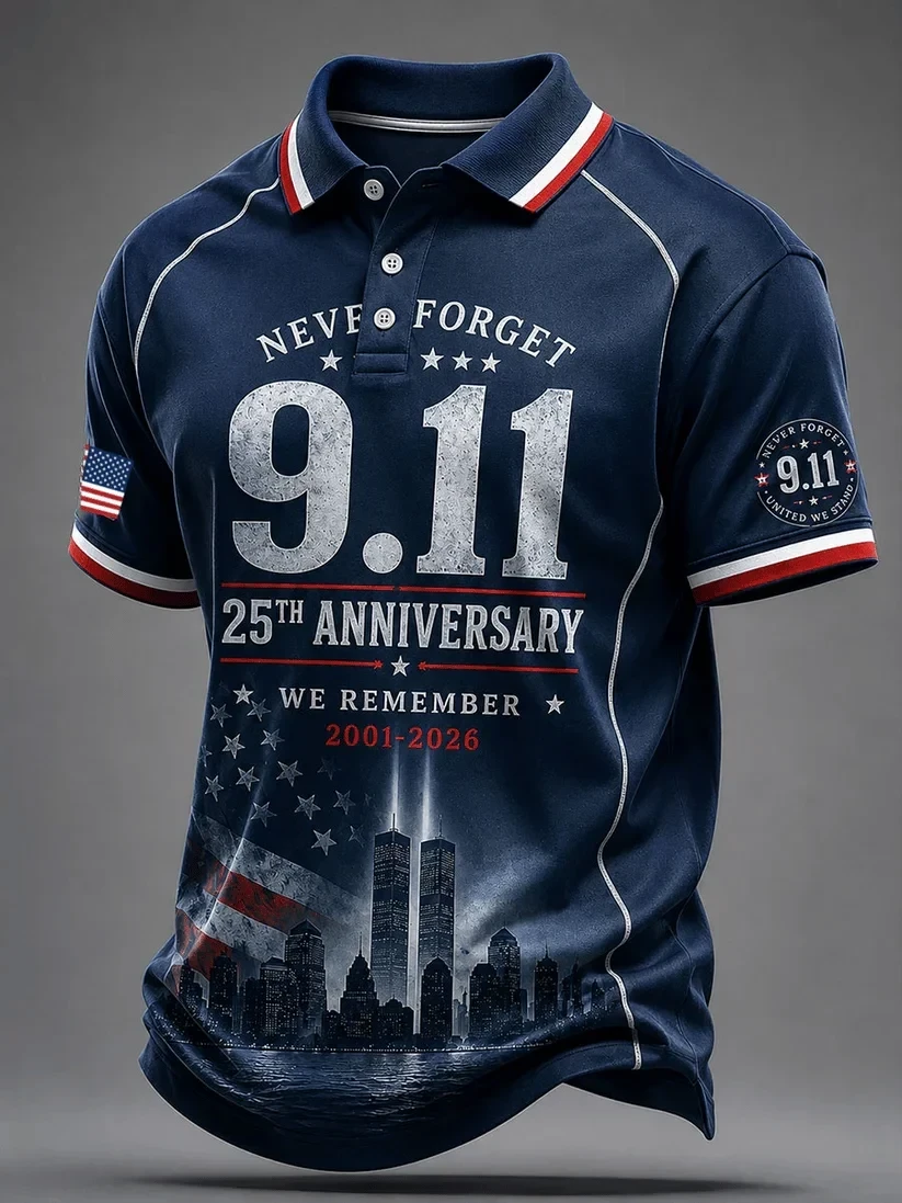 911 25th Anniversary We Will Never Forget Polo Shirt 911 Memorial Tee Good Gift For Him