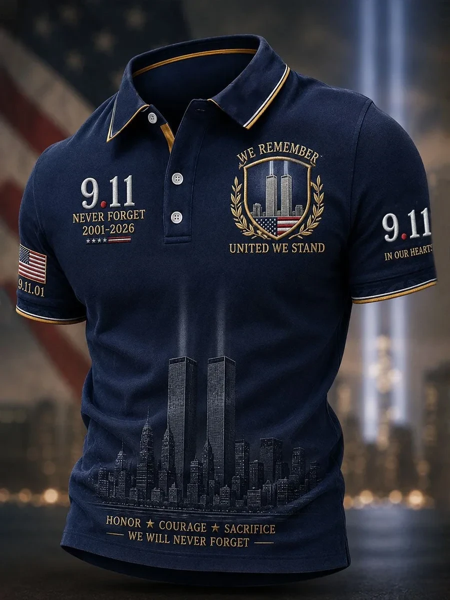 911 25th Anniversary We Will Never Forget Polo Shirt 911 Tribute Apparel Dad's Gift
