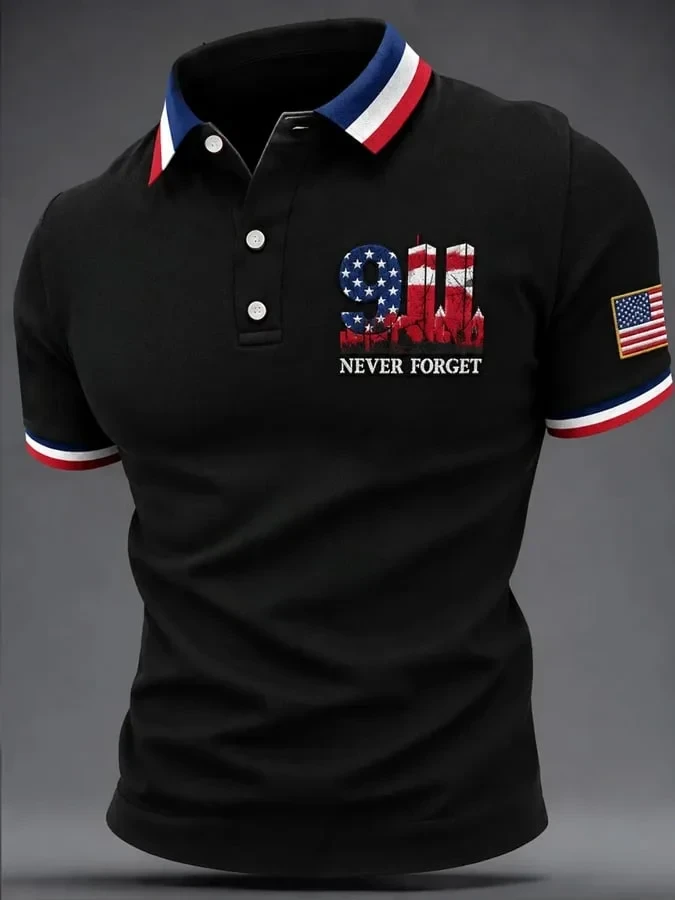 911 25th Anniversary We Will Never Forget Polo Shirt USA Commemorative Shirt Best Gift