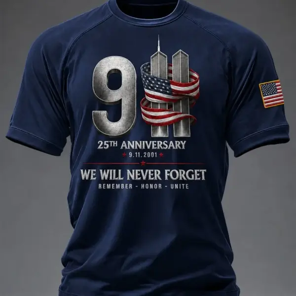 911 25th Anniversary We Will Never Forget Shirt 9 11 Remembrance Memorial Clothes