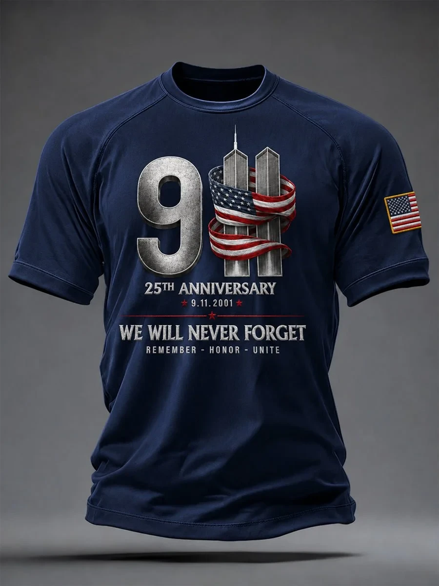 911 25th Anniversary We Will Never Forget Shirt 9 11 Remembrance Memorial Clothes