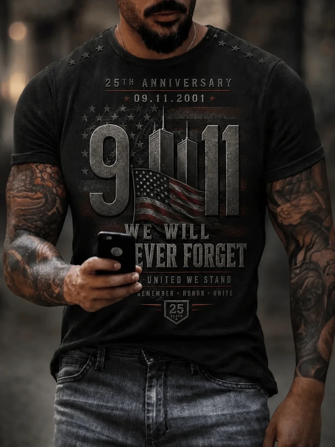 911 25th Anniversary We Will Never Forget Shirt 911 Memorial Clothes Great Gift For Him