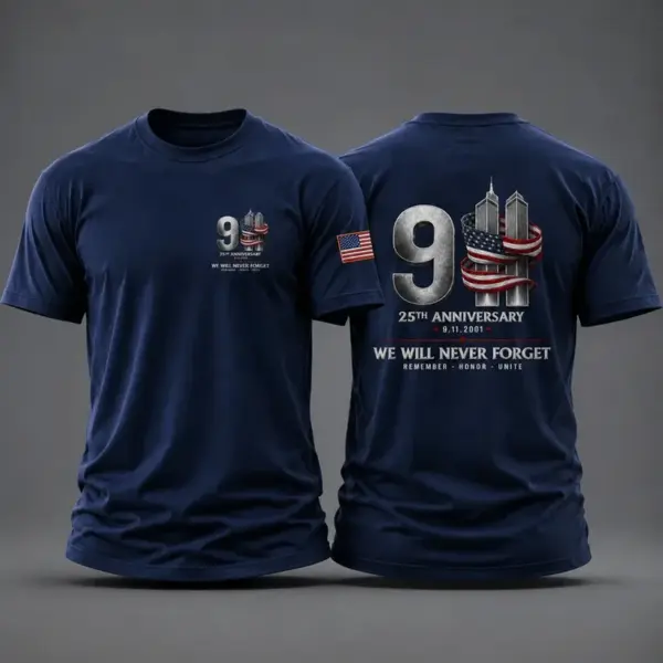 911 25th Anniversary We Will Never Forget Shirt 911 Memorial Graphic Tee