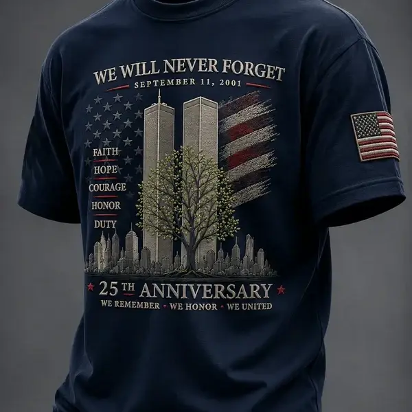 911 25th Anniversary We Will Never Forget Shirt 911 Tribute Apparel Gift For Husband