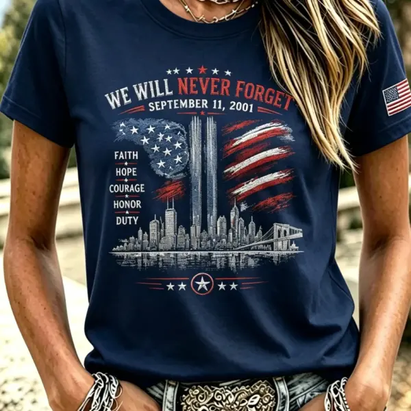 911 25th Anniversary We Will Never Forget Shirt Patriot Day Clothes Cool Gift For Her