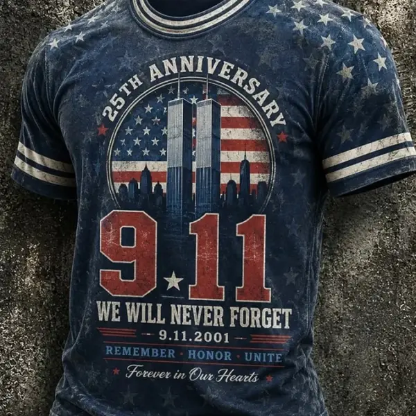 911 25th Anniversary We Will Never Forget Stars T-Shirt 911 Commemorative Shirt Gift Ideas