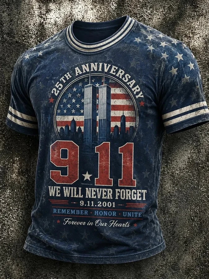 911 25th Anniversary We Will Never Forget Stars T-Shirt 911 Commemorative Shirt Gift Ideas
