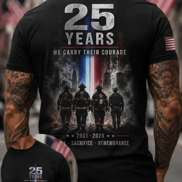 911 25th Anniversary We Will Never Forget T-Shirt 25 Years Carry Their Courage Shirt