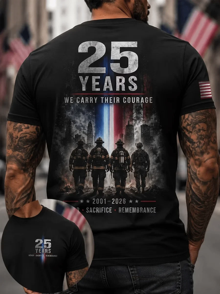911 25th Anniversary We Will Never Forget T-Shirt 25 Years Carry Their Courage Shirt