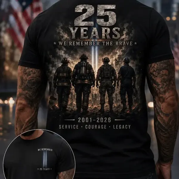 911 25th Anniversary We Will Never Forget T-Shirt 911 Clothes Good Gift For Dad