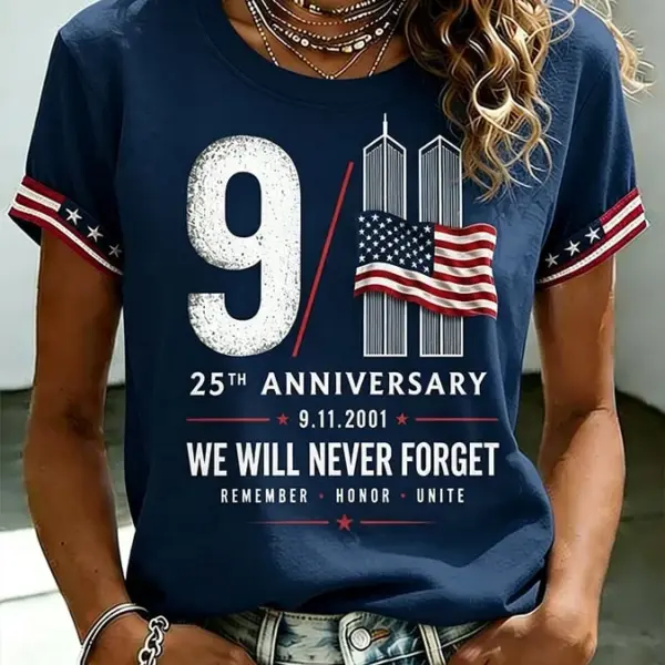 911 25th Anniversary We Will Never Forget T-Shirt 911 Clothing Good Gift For Wife