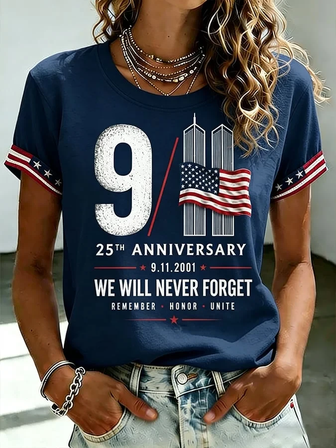 911 25th Anniversary We Will Never Forget T-Shirt 911 Clothing Good Gift For Wife