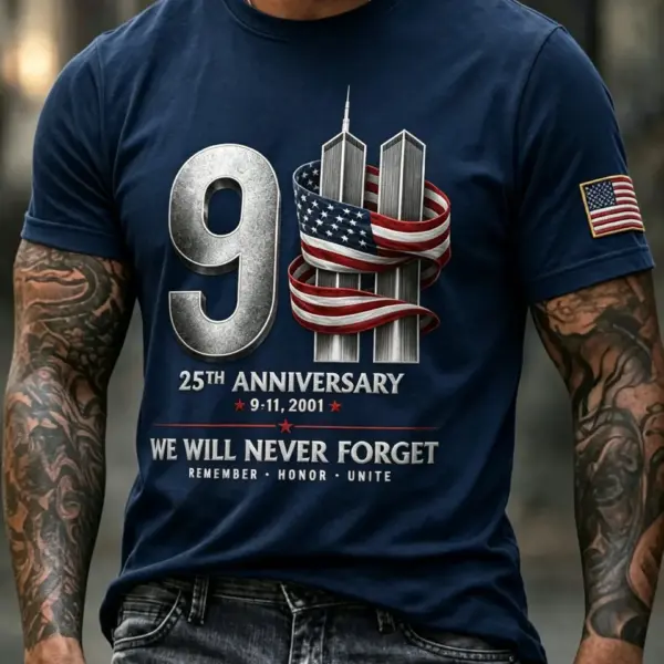 911 25th Anniversary We Will Never Forget T-Shirt 911 Graphic Tee Father's Gift Ideas