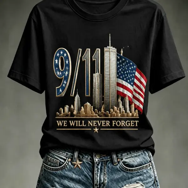 911 25th Anniversary We Will Never Forget T-Shirt 911 Memorial Clothes Gift For Wife
