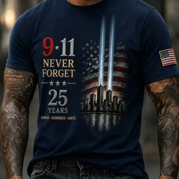 911 25th Anniversary We Will Never Forget T-Shirt 911 Memorial Tee Gift Ideas
