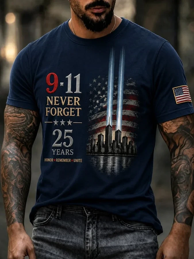 911 25th Anniversary We Will Never Forget T-Shirt 911 Memorial Tee Gift Ideas