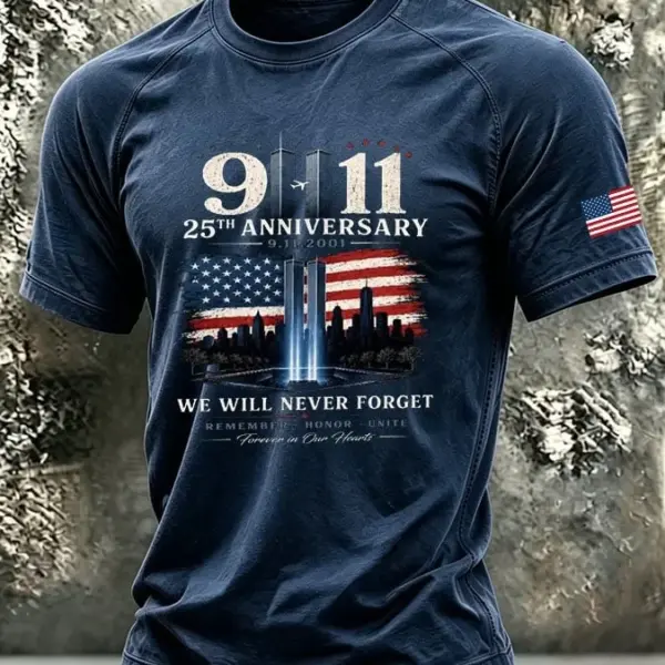911 25th Anniversary We Will Never Forget T-Shirt 911 Patriotic Apparel Gift For Dad