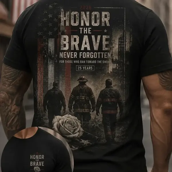 911 25th Anniversary We Will Never Forget T-Shirt Honor The Brave Shirt Memorial Gift Ideas