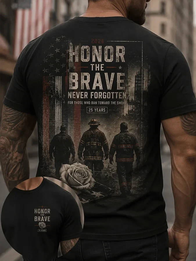 911 25th Anniversary We Will Never Forget T-Shirt Honor The Brave Shirt Memorial Gift Ideas