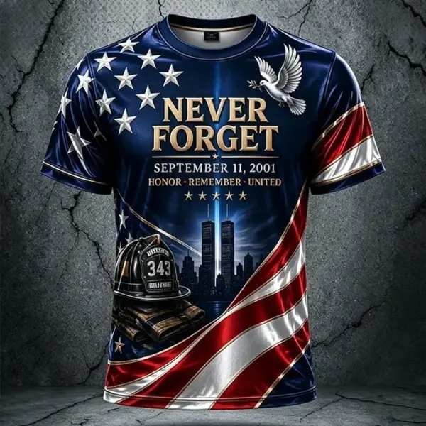 911 25th Anniversary We Will Never Forget T-Shirt Patriotic Apparel Father's Gifts