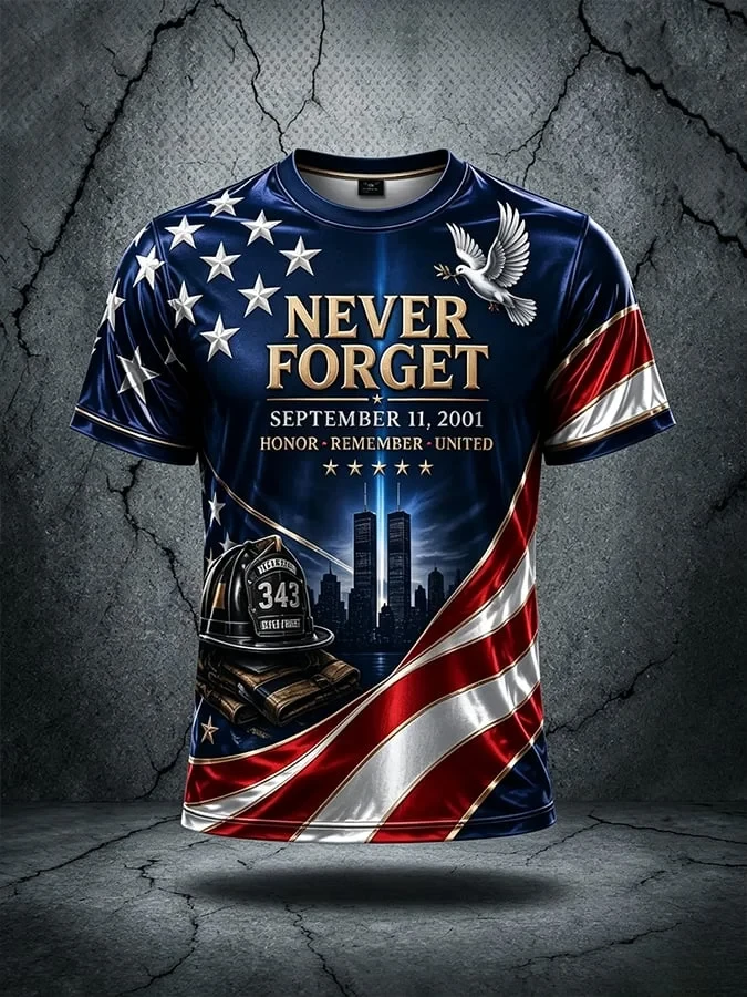 911 25th Anniversary We Will Never Forget T-Shirt Patriotic Apparel Father's Gifts