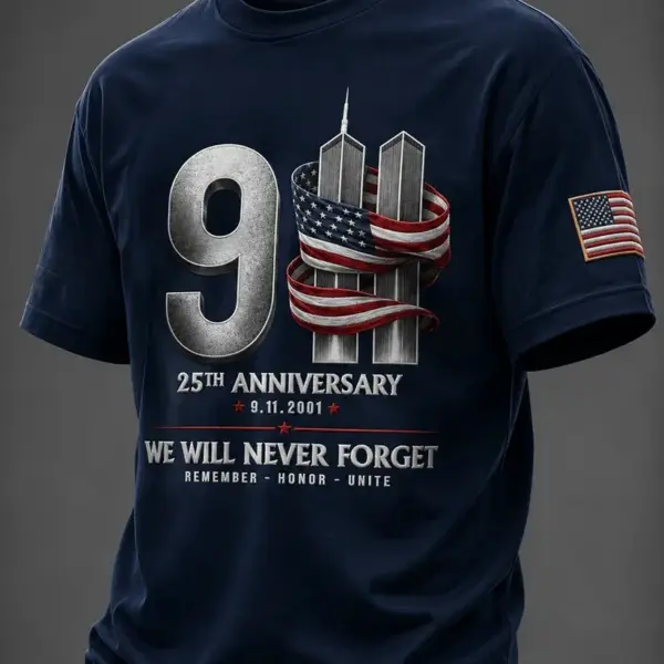 911 25th Anniversary We Will Never Forget T-Shirt Remember Honor Unite Shirt