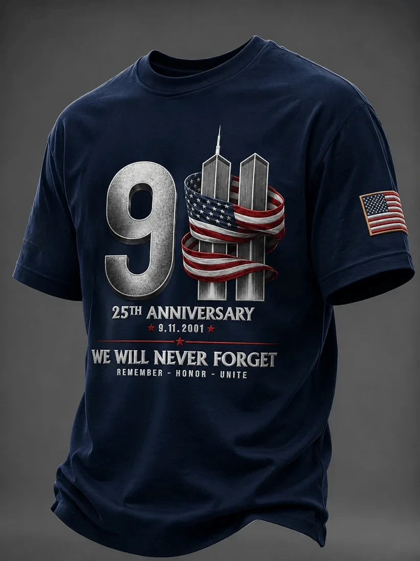 911 25th Anniversary We Will Never Forget T-Shirt Remember Honor Unite Shirt