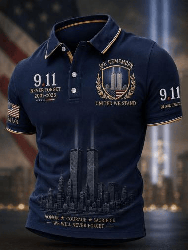 911 Never Forget 25th Anniversary Polo Shirt American Flag Patriotic Shirt Gift For Brother
