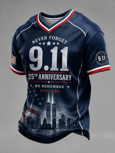 911 Never Forget V-Neck Shirt Twin Towers Silhouette Patriotic Shirt Birthday Ideas