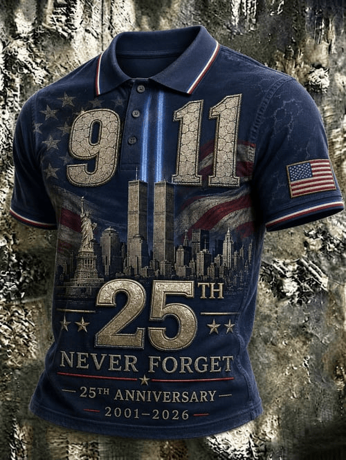 911 We Will Never Forget Polo Shirt 25th Anniversary American Clothes Birthday Ideas For Husband