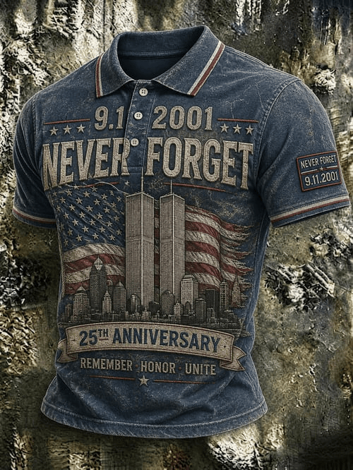 911 We Will Never Forget Polo Shirt 25th Anniversary Clothes Birthday Present For Husband