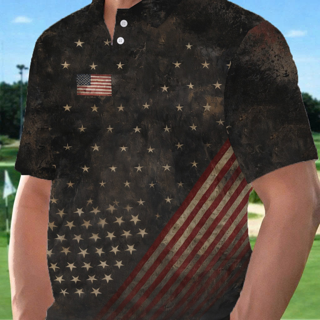 America 250 Flag Golf Polo Shirt Independence Day Tops Good Golf Gifts For Dad - WWCandleCo