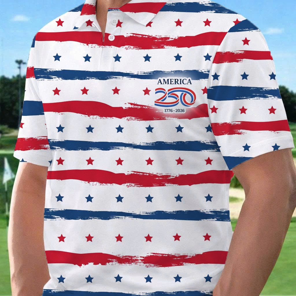 America 250 Years Golf Polo Shirt Independence Day Polos Gifts For 4Th Of July - WWCandleCo