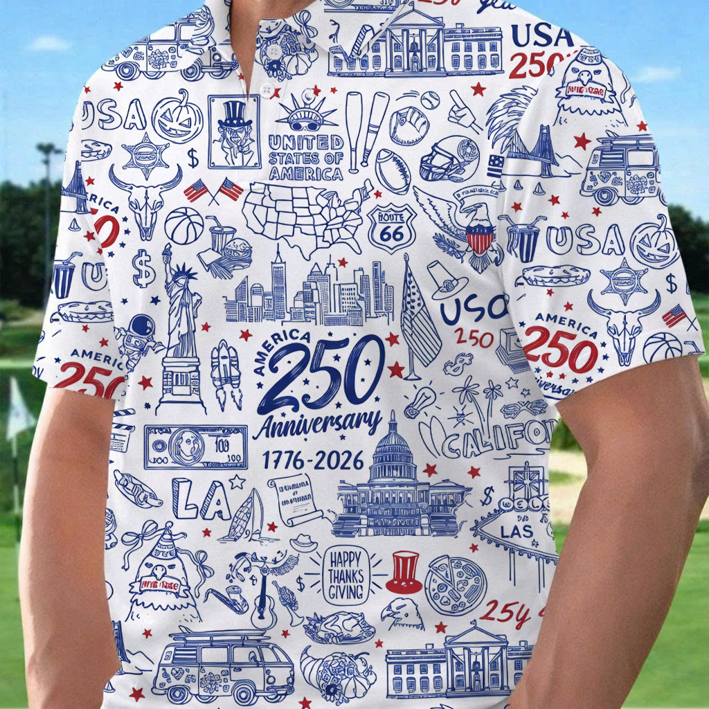 America 250Th Anniversary Golf Polo Shirt Patriotic Apparel Great Golf Gifts For Men - WWCandleCo