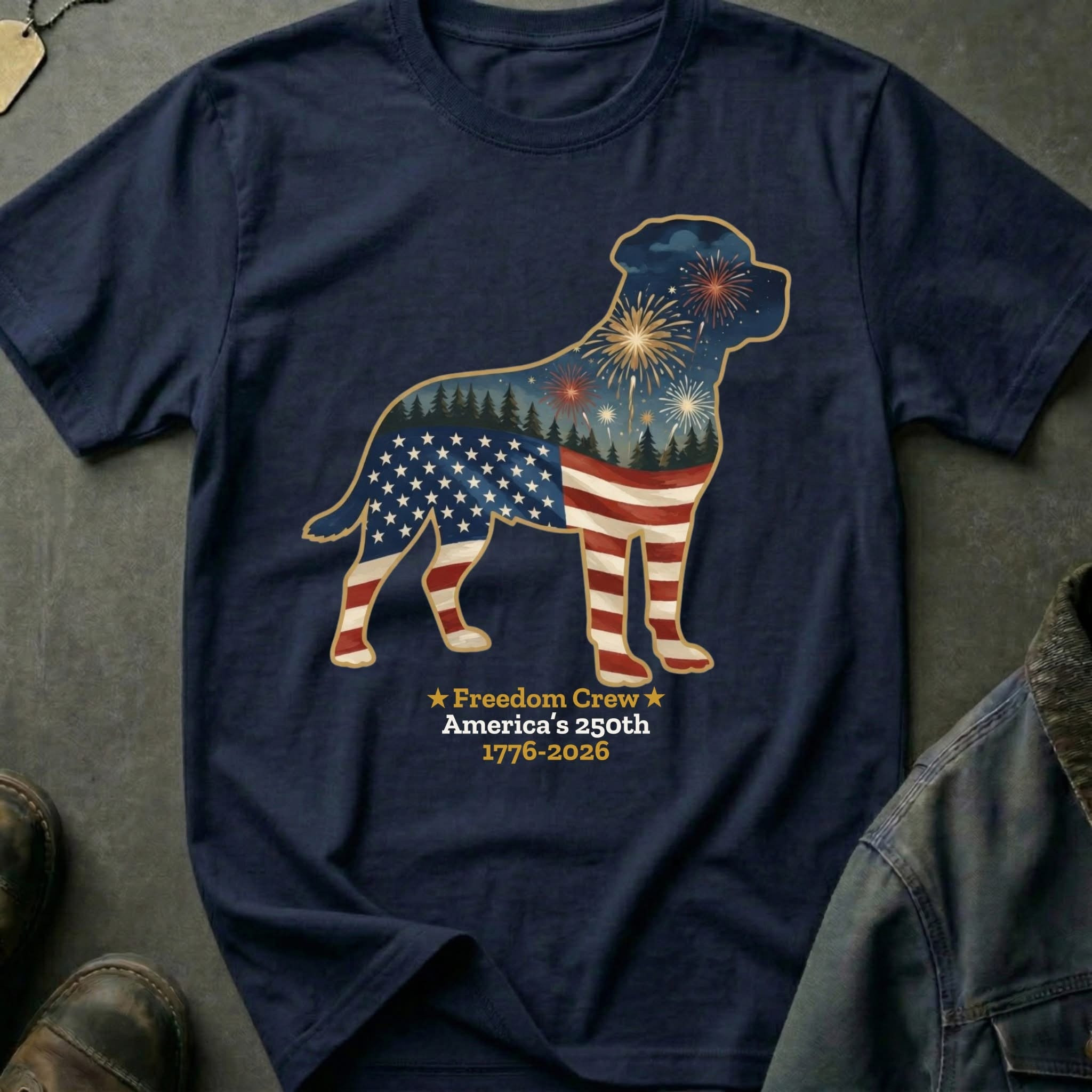America 250th Freedom Crew Dog Shirt Patriotic USA Flag Labrador Clothes Gift For Dog Lovers - WWCandleCo