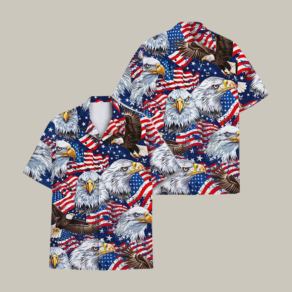 American Eagle Hawaiian Shirt Patriotic 4th Of July Clothes Patriotic Gift For Dad - WWCandleCo