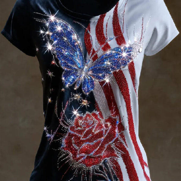 American Flag Patriotic Butterfly Shirt 4Th Of July Ladies Clothing Independence Day Gift - WWCandleCo