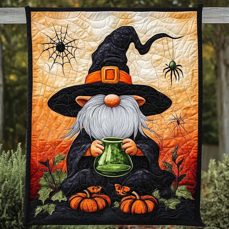 Autumn Night Quilted Blanket Witch Gnome Halloween Merch Halloween Gifts For Girlfriend