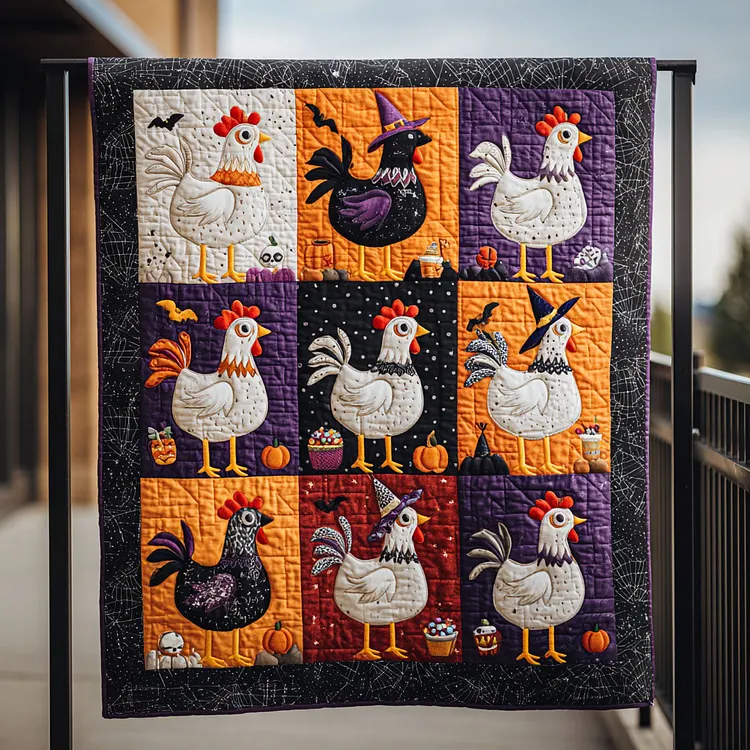 Barnyard Parade Quilted Blanket Halloween Chickens Merch Cool Gift
