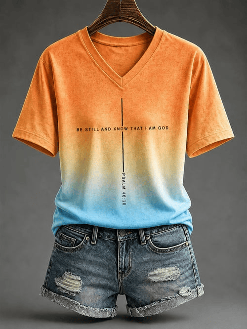 Be Still And Know That I Am God Psalm 46 10 V-Neck Shirt Apparel Gift For Devout Believers