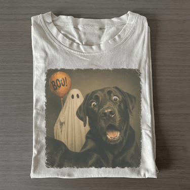 Black Lab Halloween Ghost Balloon T-Shirt Cute Dog Clothes Gift For Puppy Owners