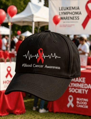 Blood Cancer Awareness Hat Ribbon Heartbeat Cap Gift For Strong Survivors