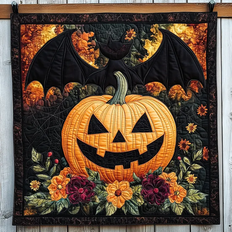 Boo Crew Quilted Blanket Pumpkin Bat Halloween Merch New Home Gift Ideas