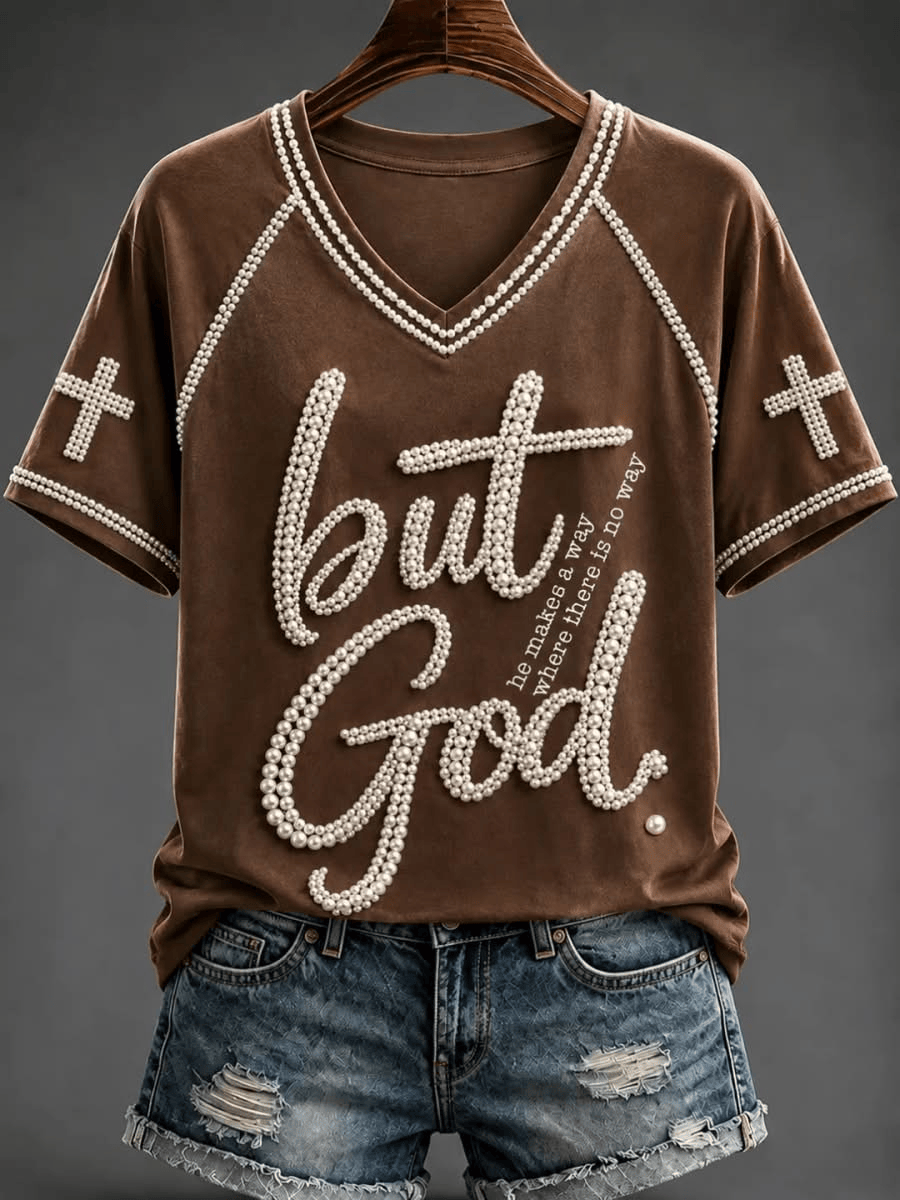 But God V-Neck Shirt He Makes A Way Where There Is No Way Merch Gift For Christian Fans